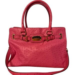 MICHAEL Michael Kors Pink Faux Ostrich Shoulder Tote - Zinnia